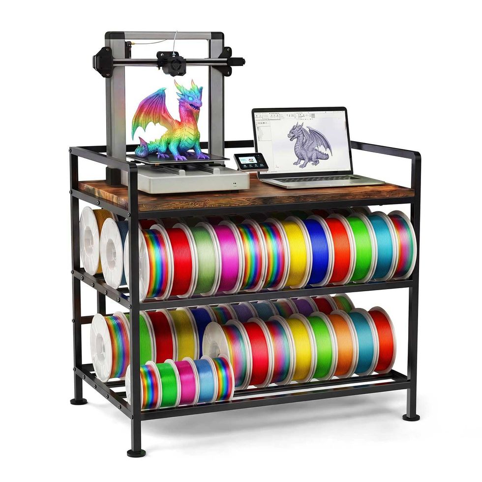 3D Printer Stand with Filament Storage I-Beam Reinforced Heavy Duty 3D Printer Table Large Capacity 3D Printer Desk with Anti