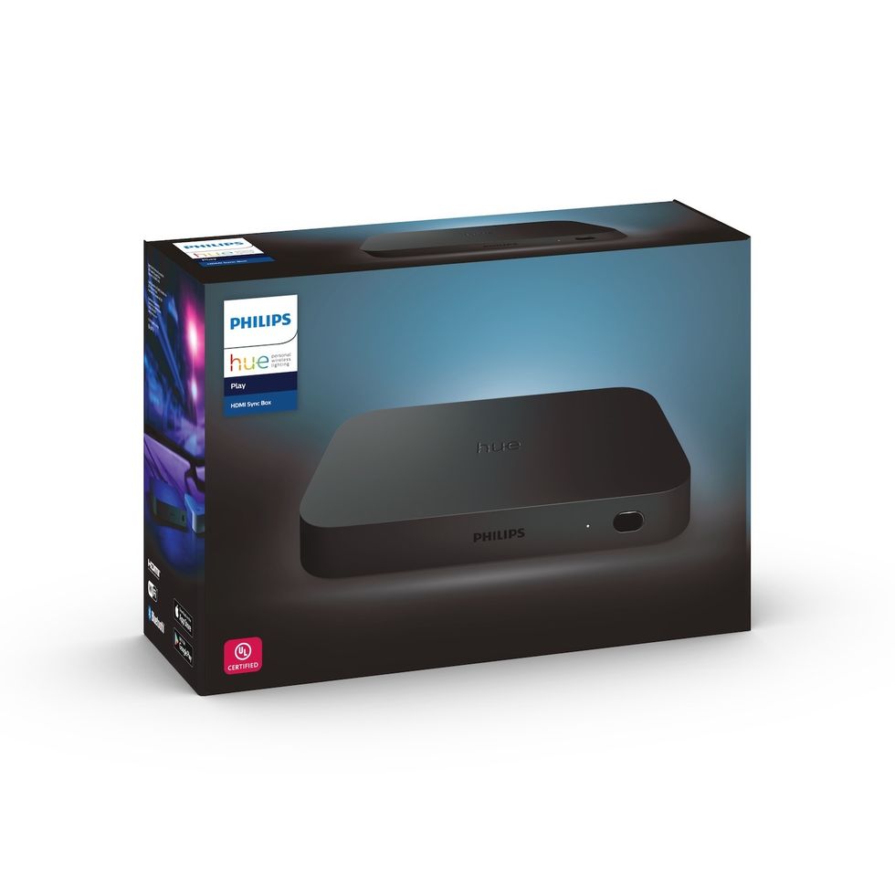 A box with a black box on the front
