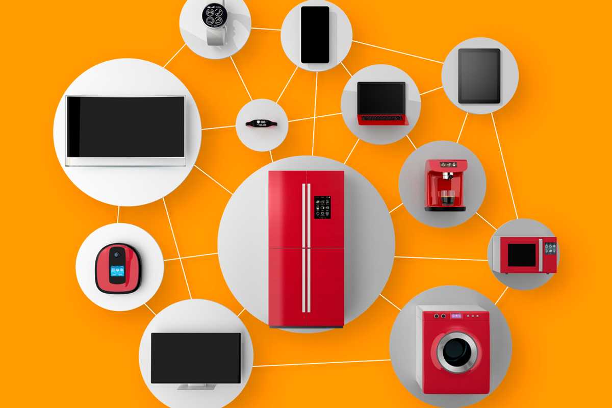 a collage of smart devices connected.