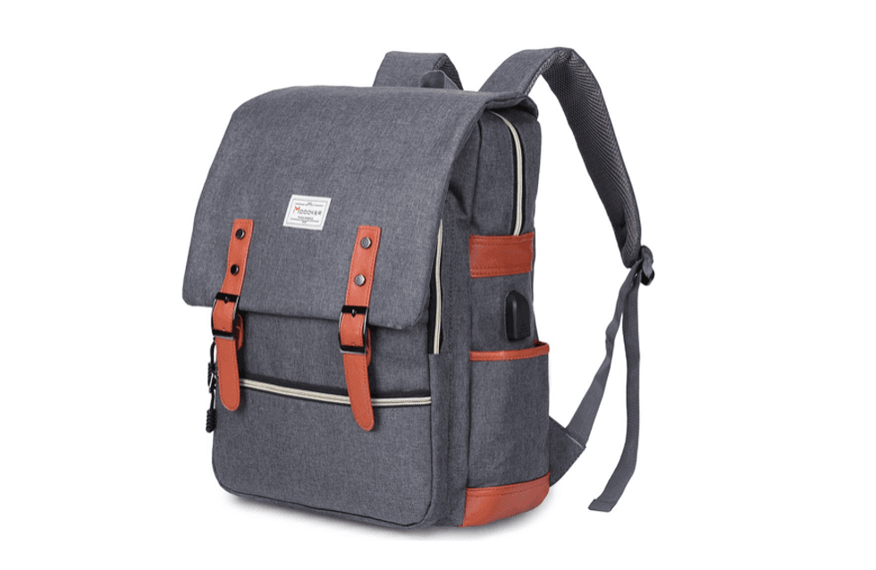 A gray and brown leather backpack from Modoker