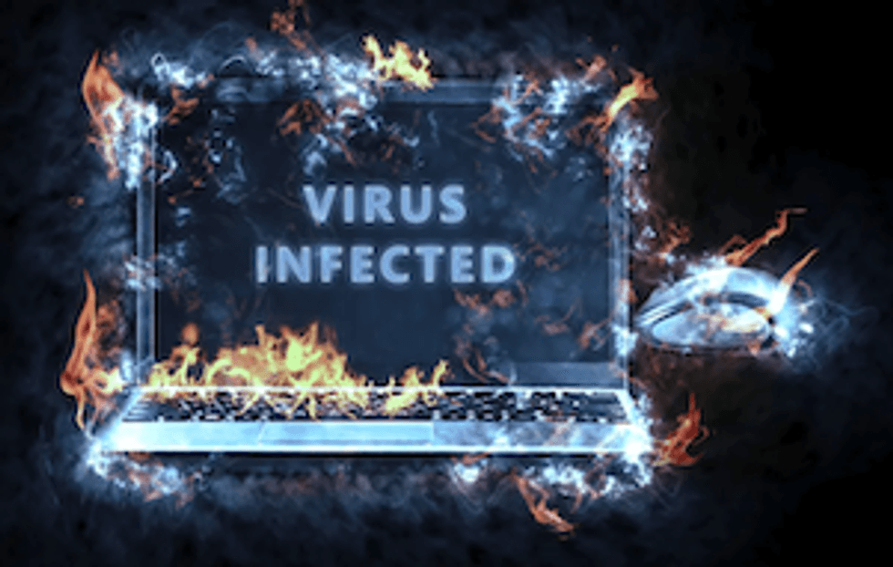 A laptop with a virus
