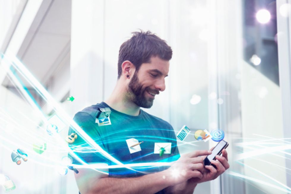 a man on his smartphone