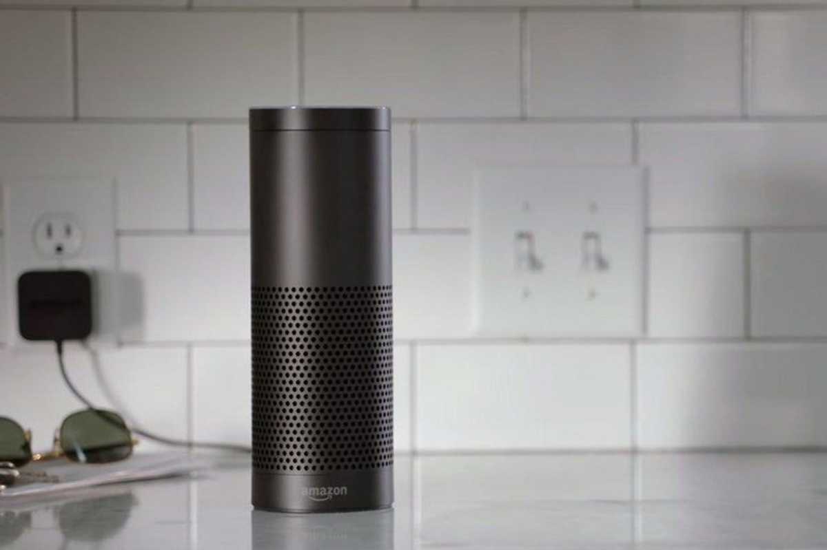 a photo of 1st gen Echo smart speaker on a counter