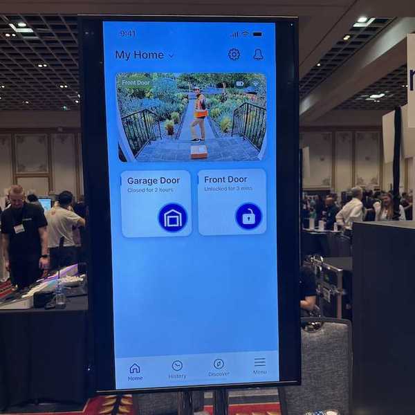 a photo of a display showing myQ app