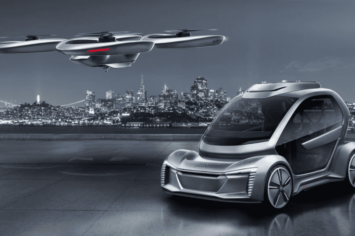 a photo of a futuristic Audi and Airbus plane