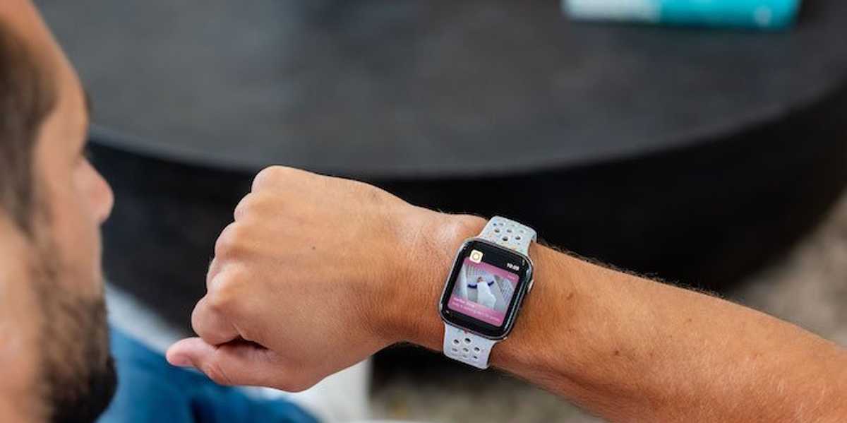 a photo of a man wearing a Apple watch streaming video from Harbor monitor