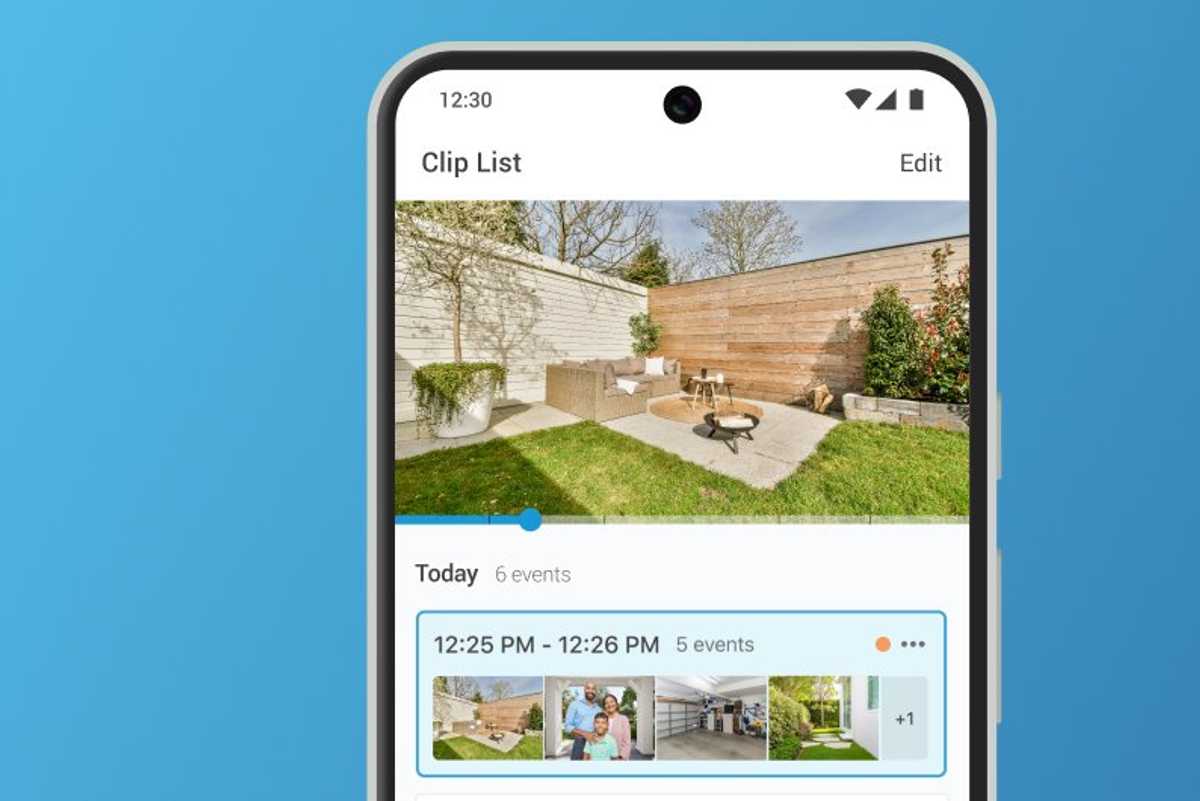 a photo of a smartphone showing the Blink app and Blink Moments at work.