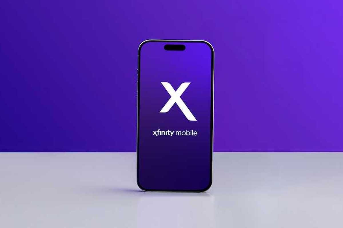 a photo of a smartphone showing the Xfinity Mobile logo