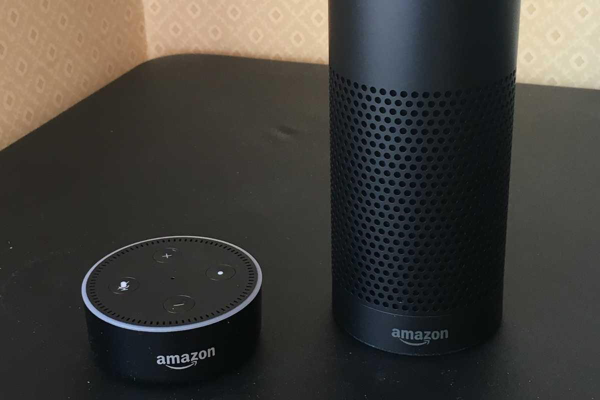 a photo of Amazon Echo Dot and Echo speaker 1st gen