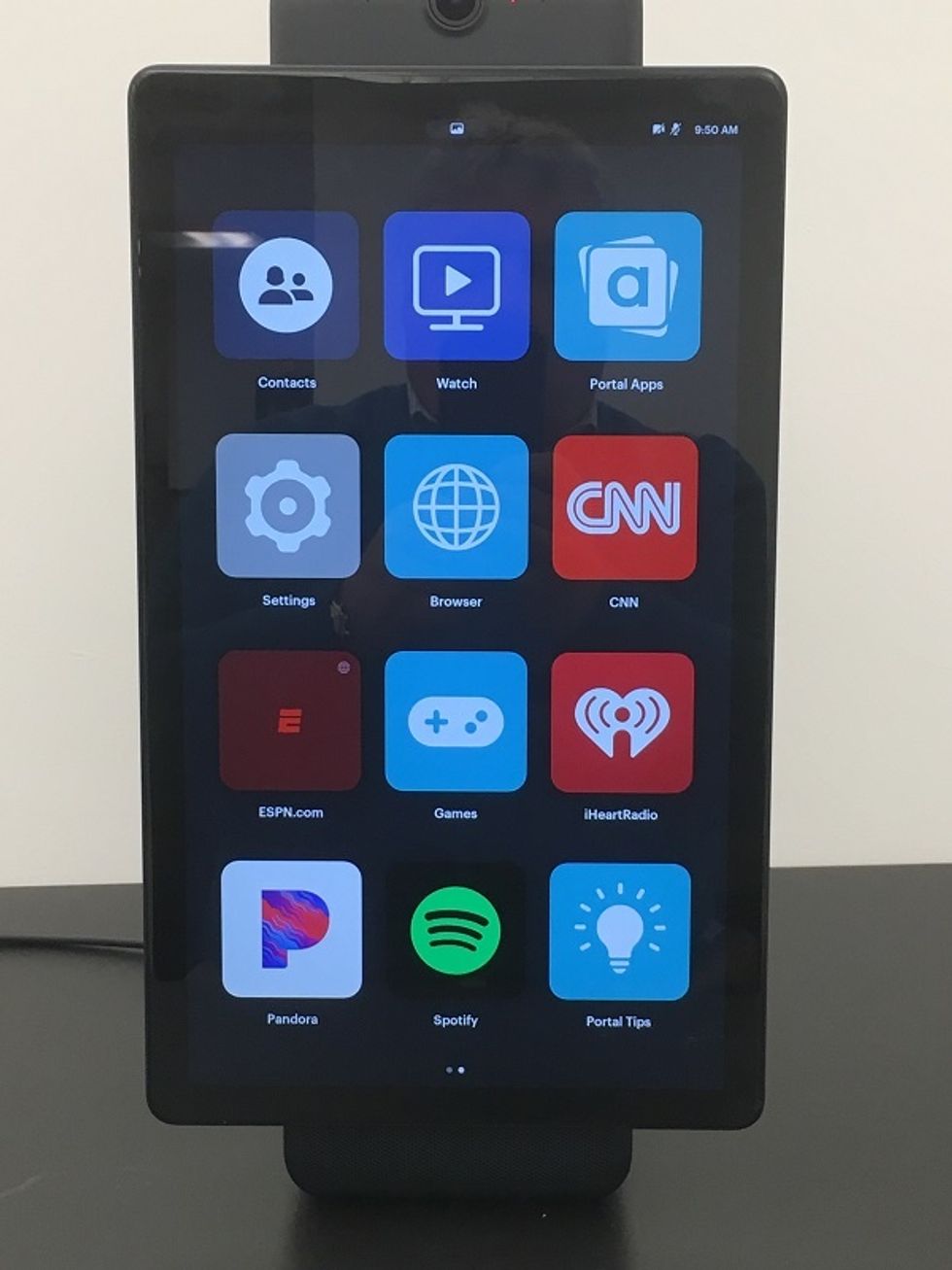 a photo of apps showing on Meta portal plus screen