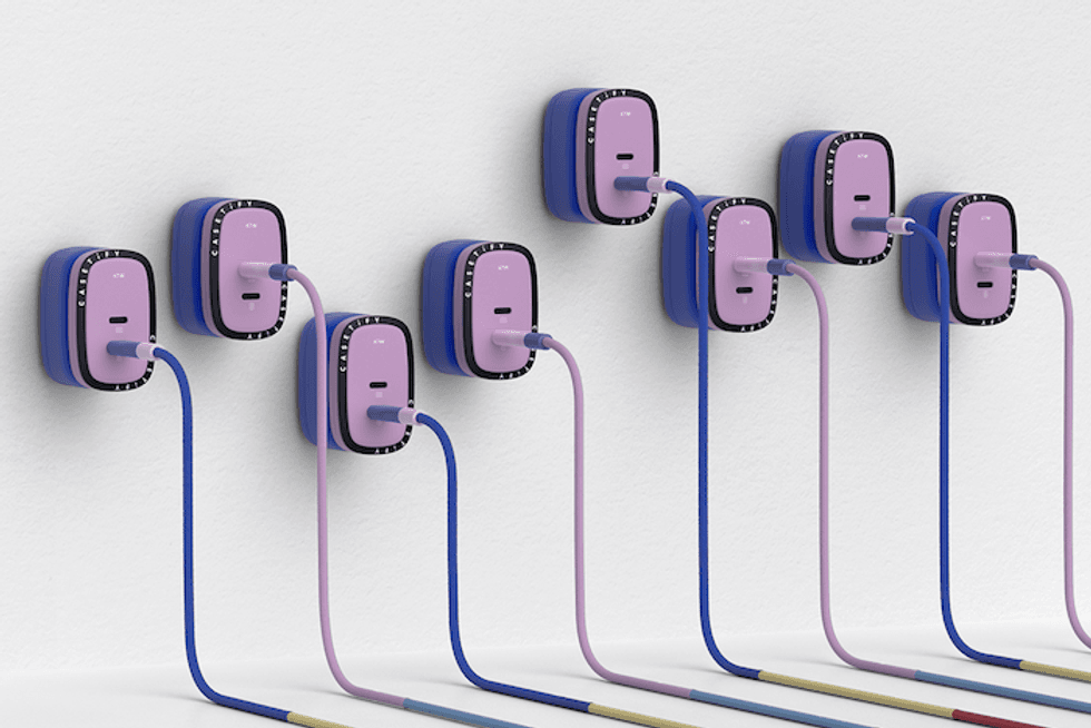 a photo of CASETiFY's 240W Charging Cable plugged in to Magnetic Wireless Charger