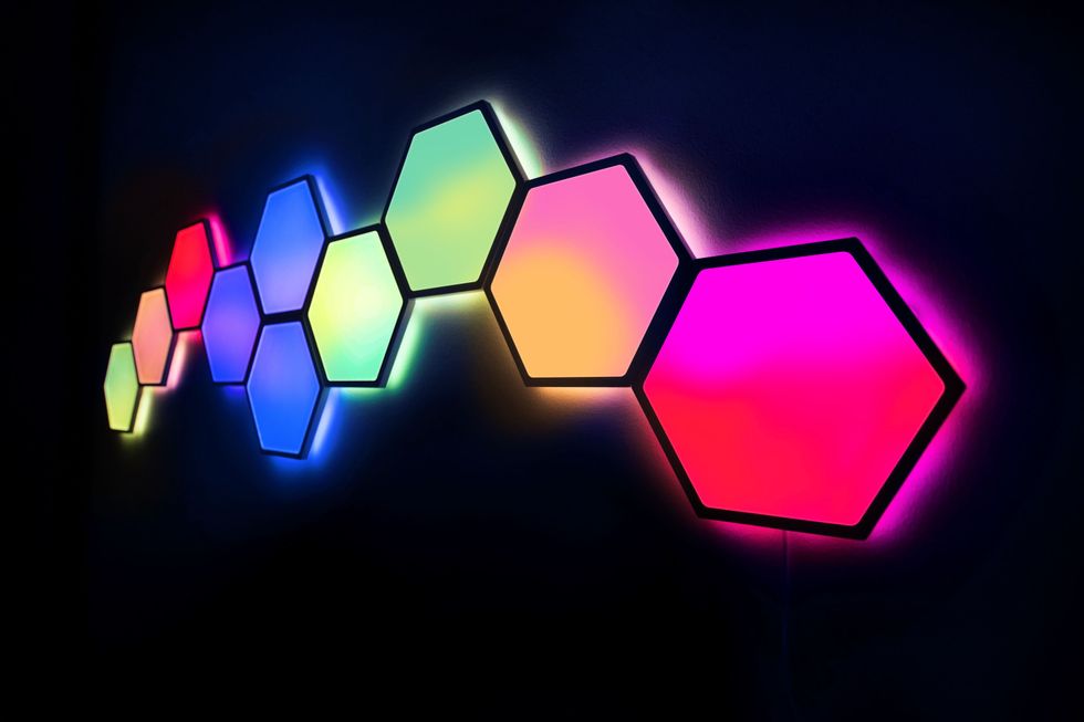 a photo of Cync Dynamic Effects Smart Hexagon Panels on the wall