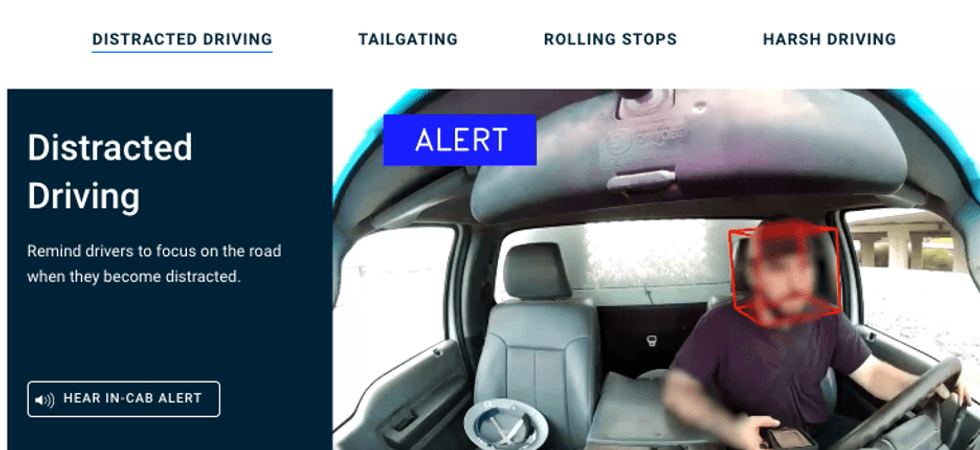 a photo of distracted driver taken by a dashcam