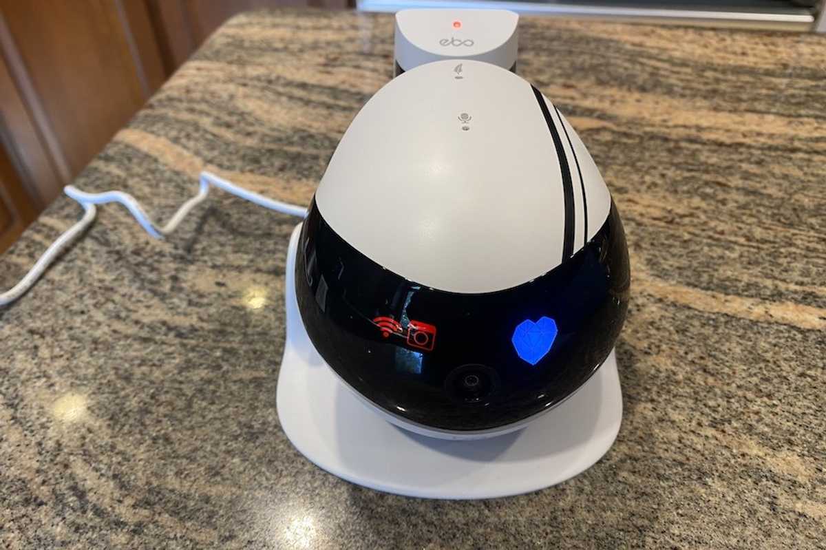 a photo of EBO Air charged up on a countertop