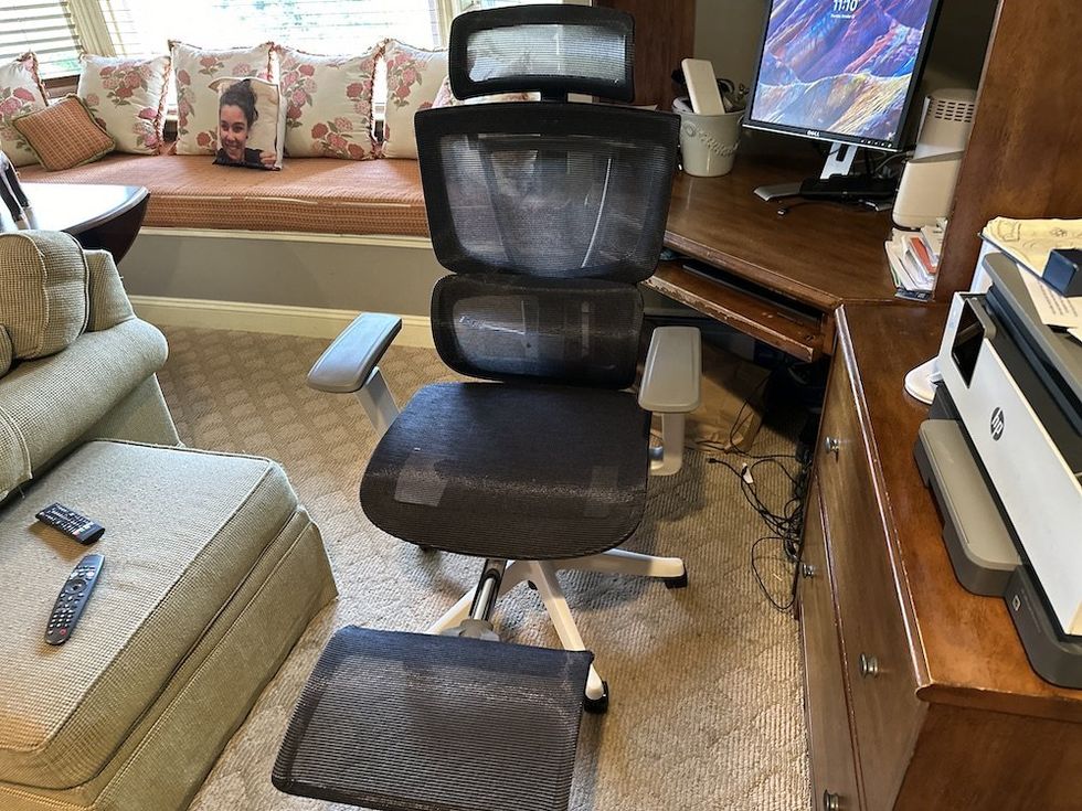 a photo of FlexiSpot C7 Ergo Office Chair next to a desk in a home office