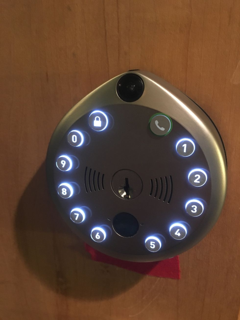 a photo of Gage Smart Lock keypad lit up
