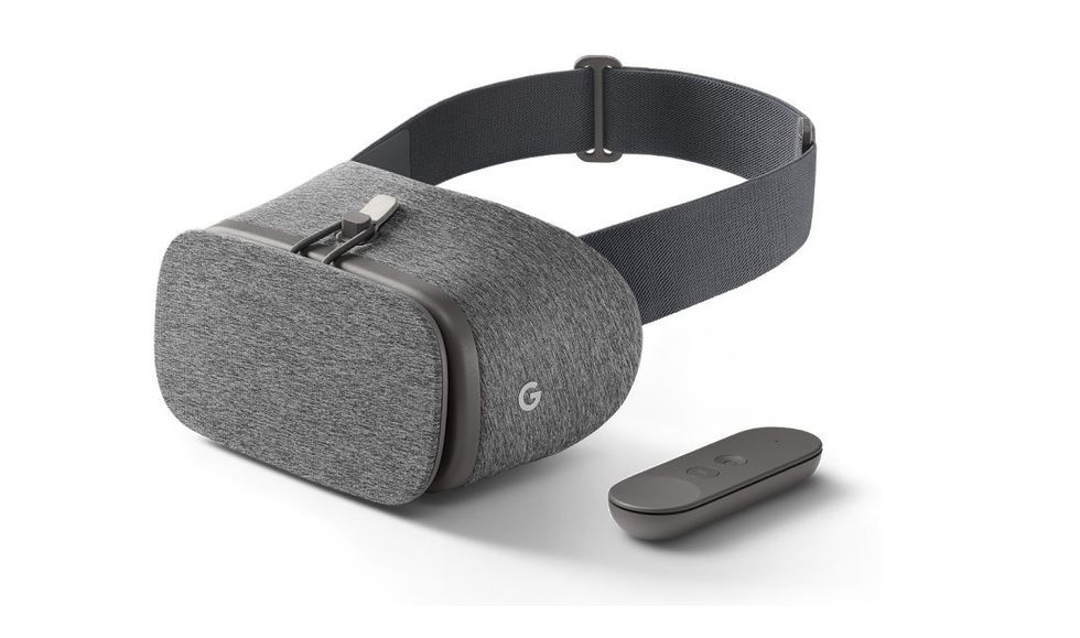 a photo of Google Daydream VR headset and controller
