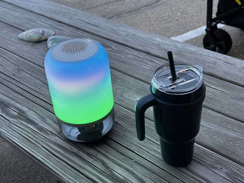 a photo of Govee Table Lamp 2 Pro next to a water bottle