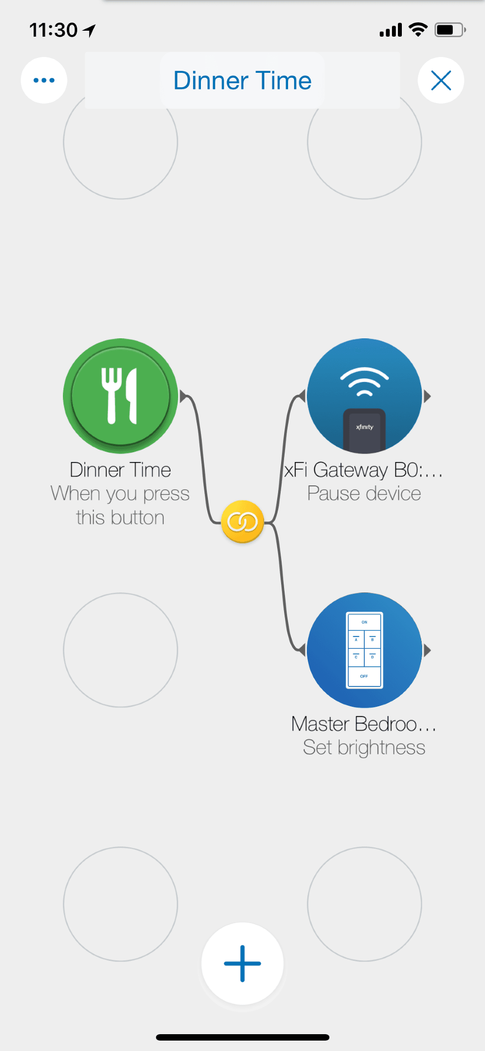 A photo of how the Stringify system worked, linking smart devices together to build custom actions