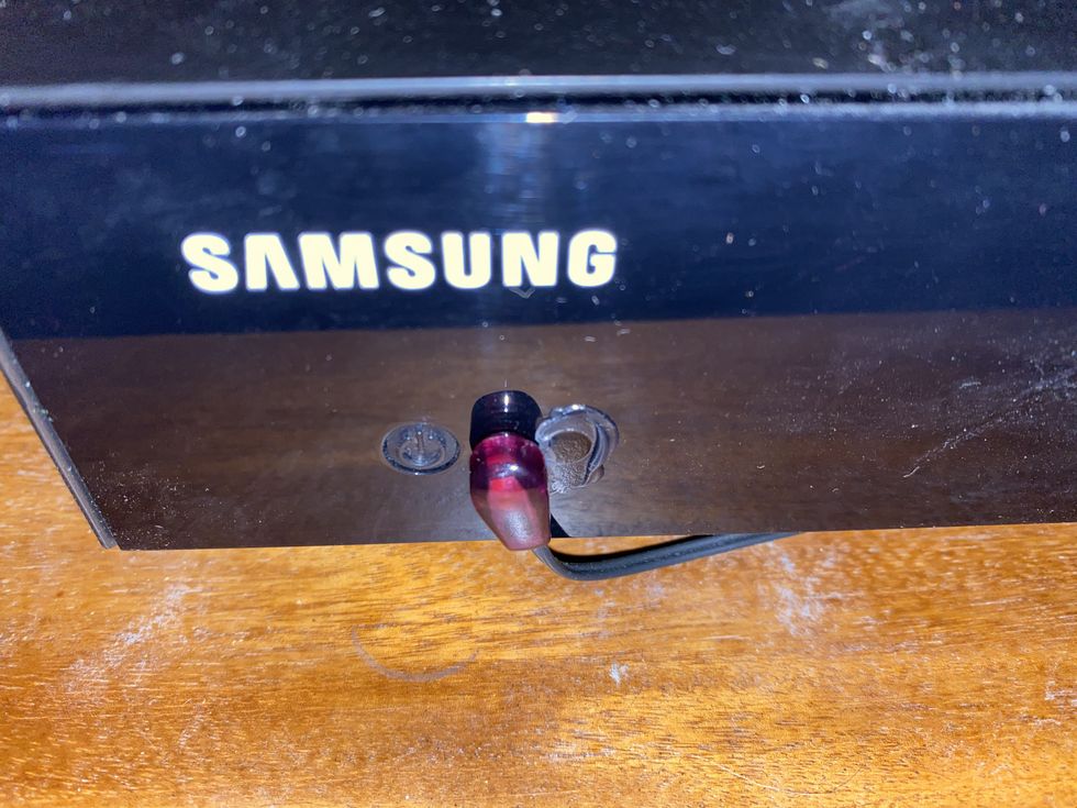 a. photo of IR reader connected to a cable box for Control4