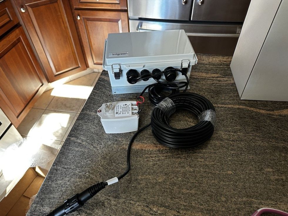 a photo of Irrigreen's smart controller 2 unboxed.