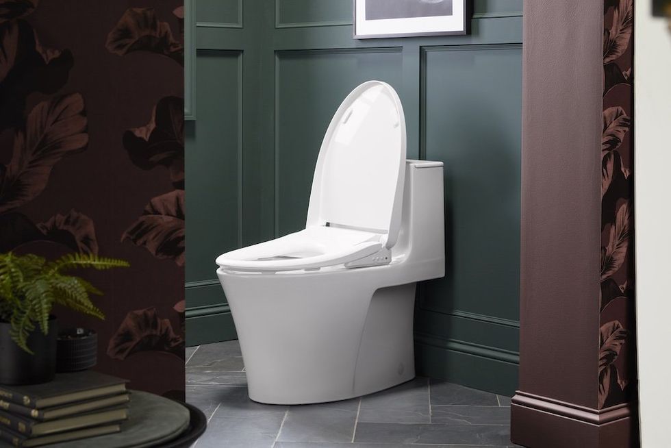 a photo of Kohler's PureWash Bidet Seat in a bathroom