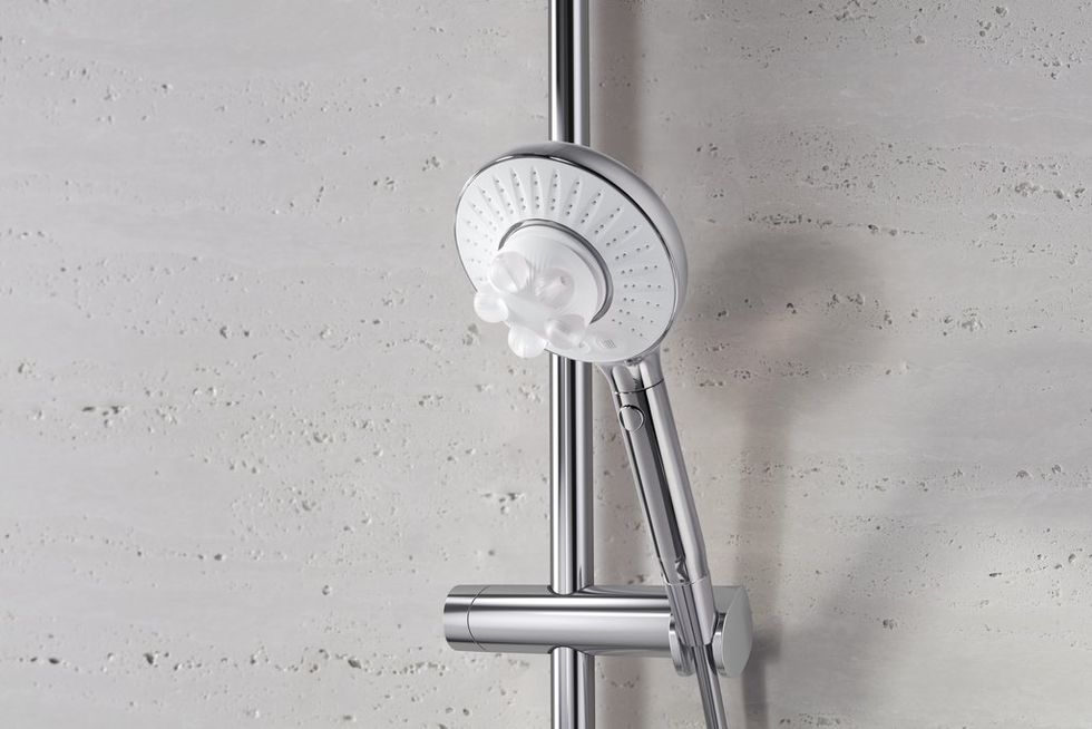 a photo of Kohler SpaViva Handshower and Cleansing installed in a shower