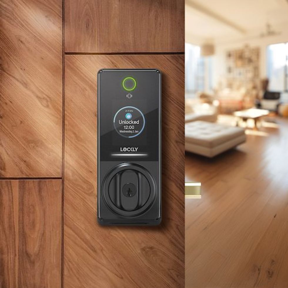 a photo of Lockly Secure Pro smart lock on a door