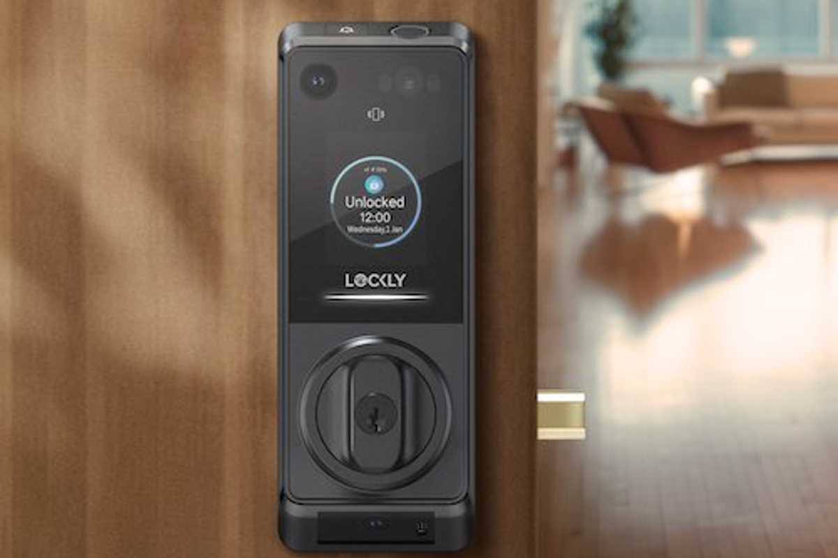 a photo of Lockly Vision Prestige Smart Lock on a door
