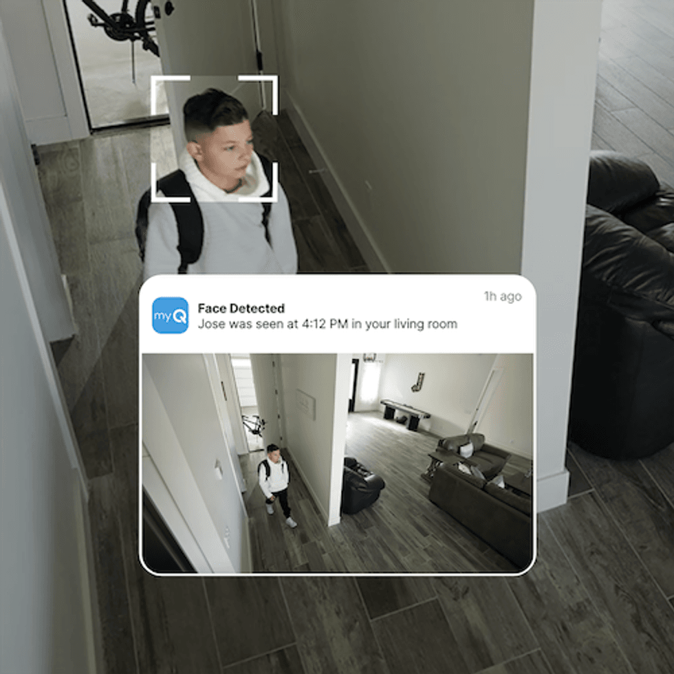 a photo of myQ's face detection capabilities in the myQ app using the myQ Smart Indoor Camera