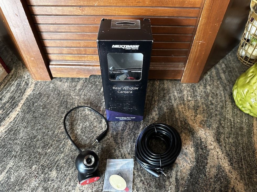 a photo of Nextbase rear window camera unboxed.