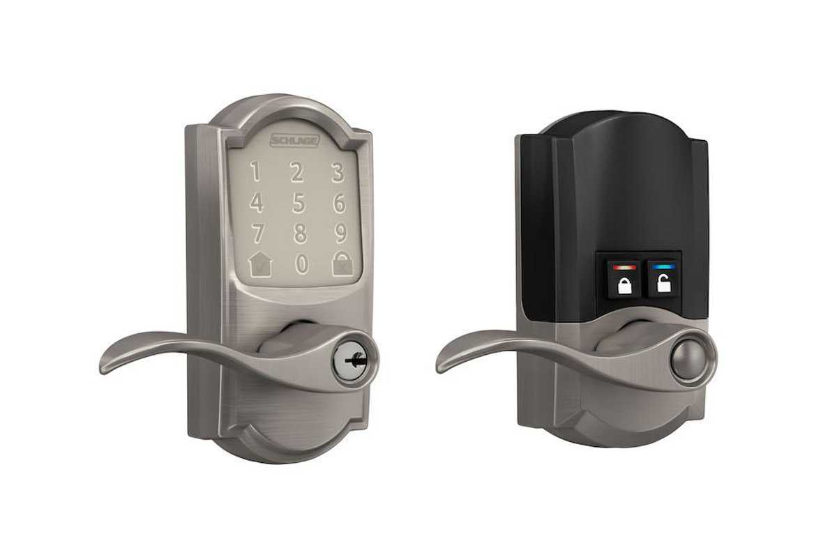 a photo of Schlage Encode Smart Wi-Fi Lever lock Satin Nickel