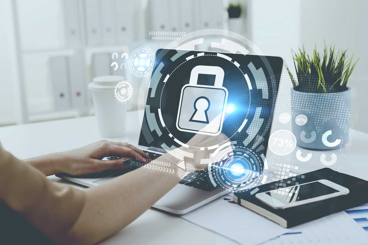 a photo of security on a computer