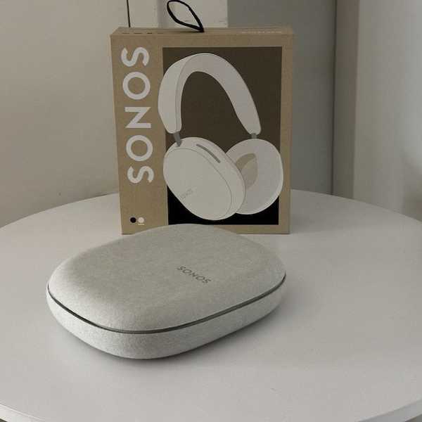 a photo of Sonos Ace Wireless Headphones in white with box on a table
