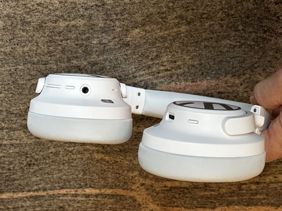 a photo of SoundPEATS Space Over-the-Ears ANC Headphones showing the controls and ports