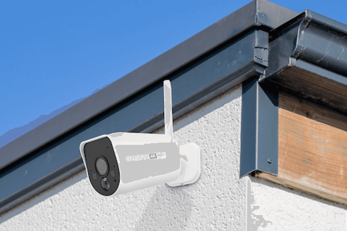 a photo of Swann MaxRanger4K Security Camera on a house