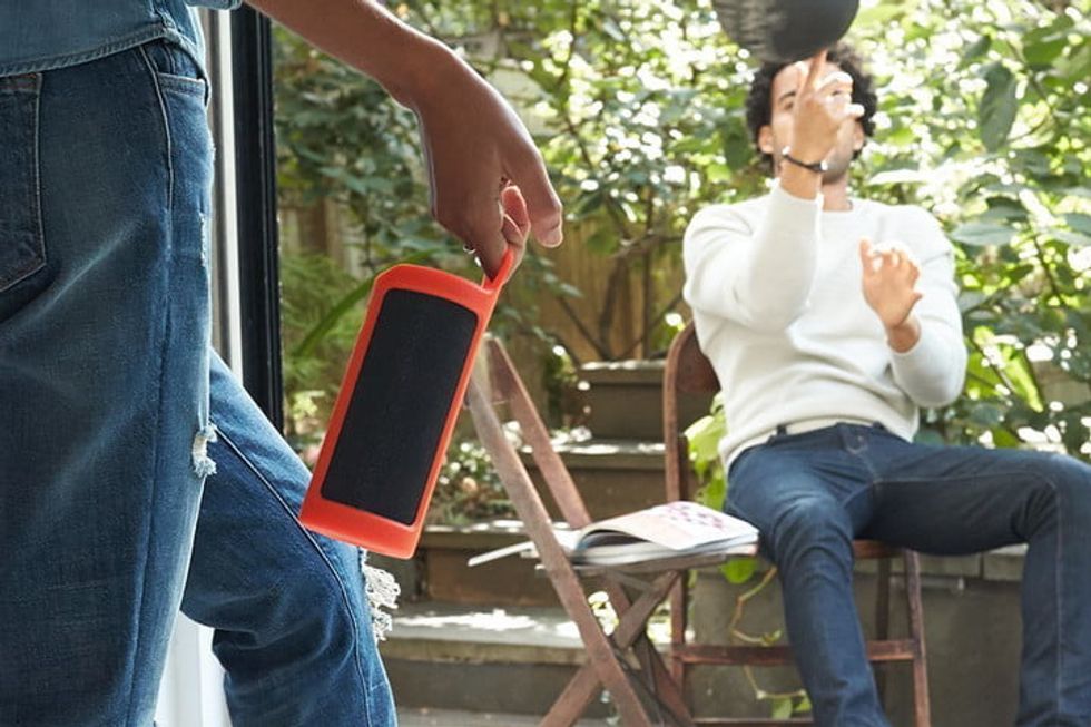 A photo of the Amazon Tap, which does have a microphone that can be turned off