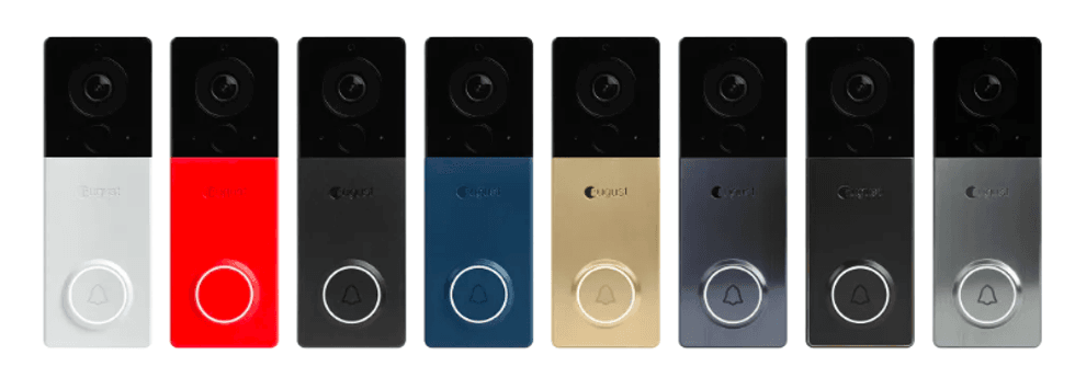 A photo of the August View with multiple different color face plate options