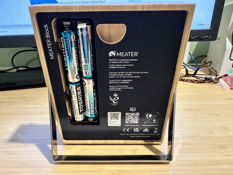 a photo of the backside of MEATER Block with batteries
