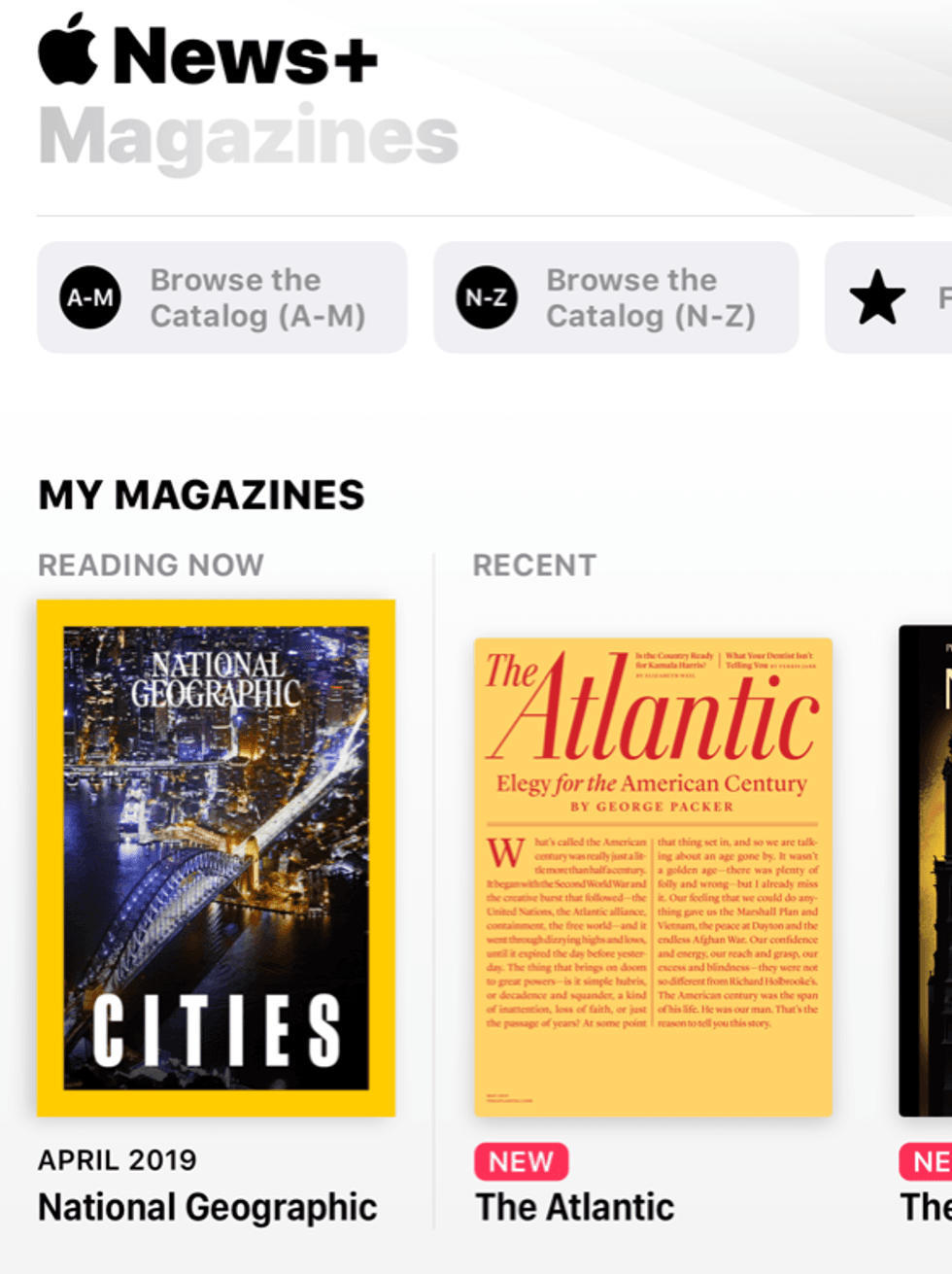 A photo of the My Magazines section of Apple News+ where you can only view 10 titles at once