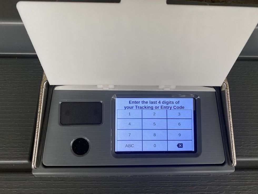 a photo of the touchscreen on the BenchSentry box