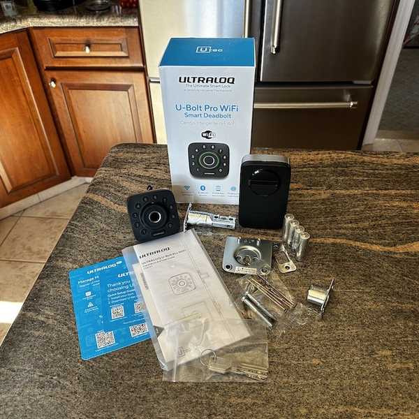 a photo of U-Tec Ultraloq U-Bolt Pro Wi-Fi Smart Deadbolt Lock unboxed