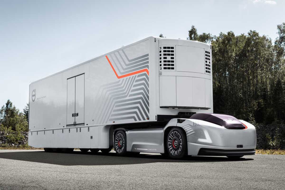 a photo of Volvo Vera autonomous truck on the road