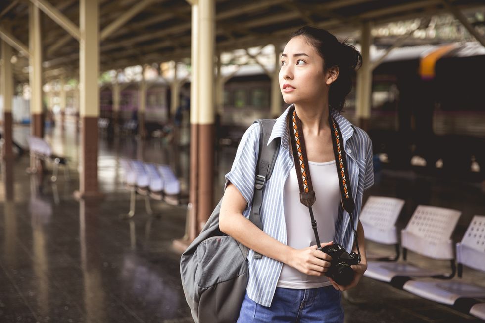 a photo of woman traveler