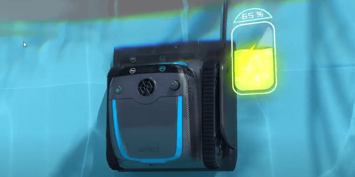 a photo of Wybot S2 Pro charging itself on the charging dock