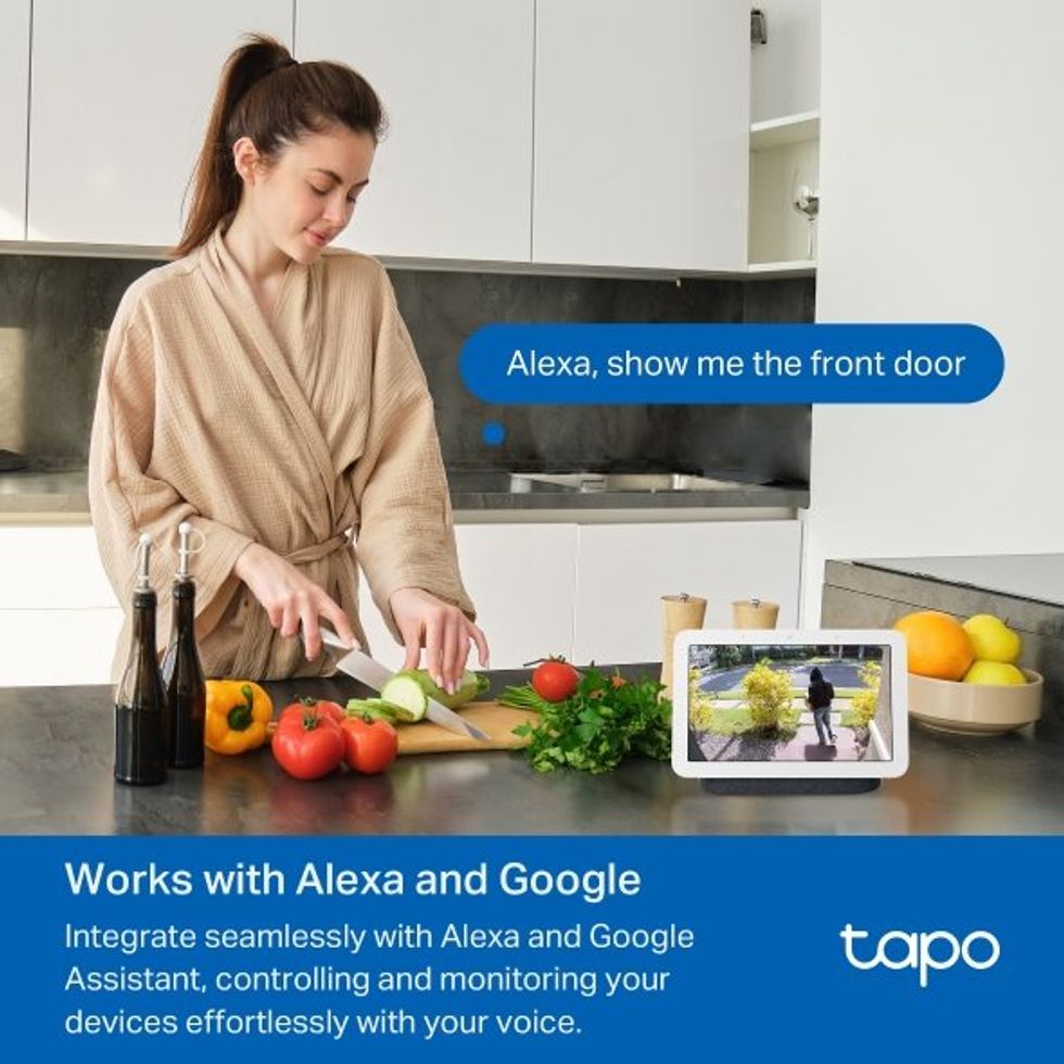 a photo showing Alexa and Google Assistant compatibility with Tapo Smart Video Doorbells