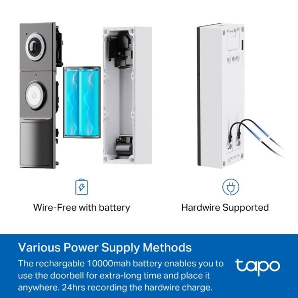 a photo showing the power options for Tapo Smart Video Doorbells