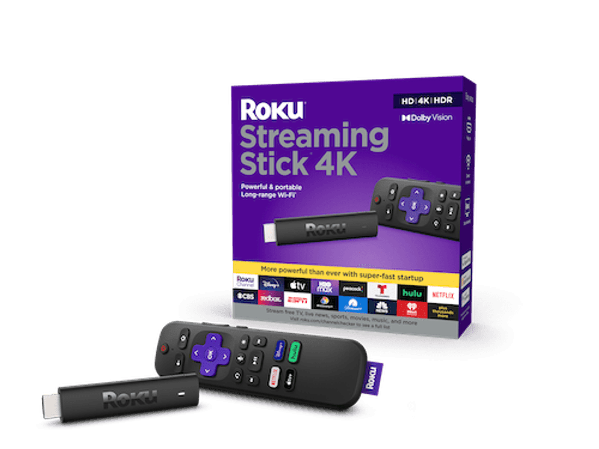 a product shot of Roku Streaming Stick 4K box and devices.