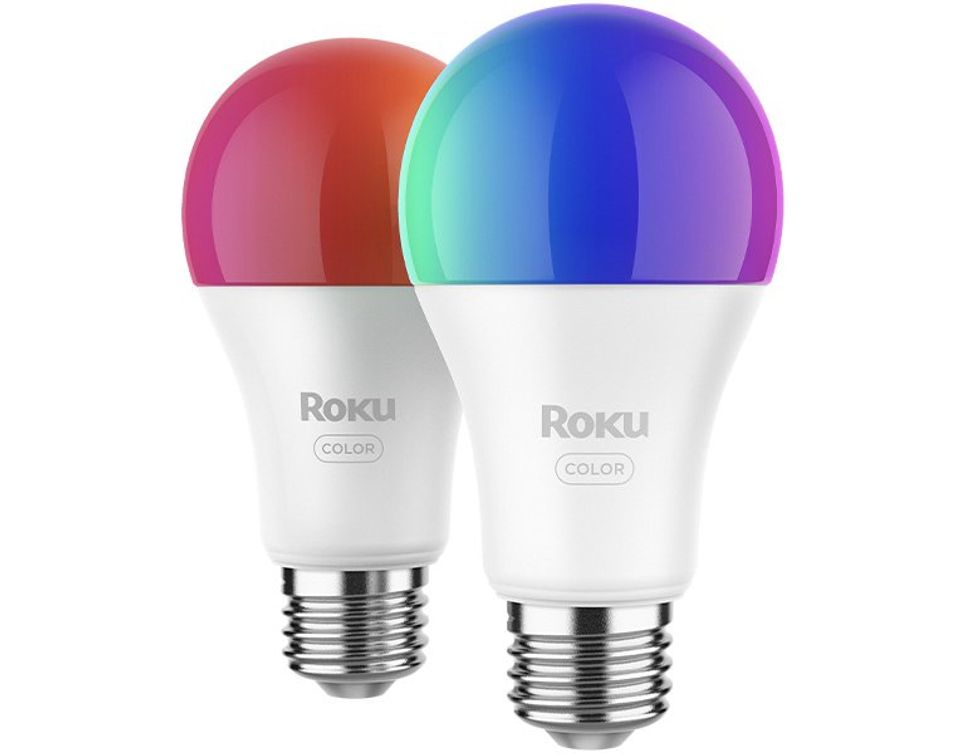 a product shot of two Roku Smart LED bulbs.