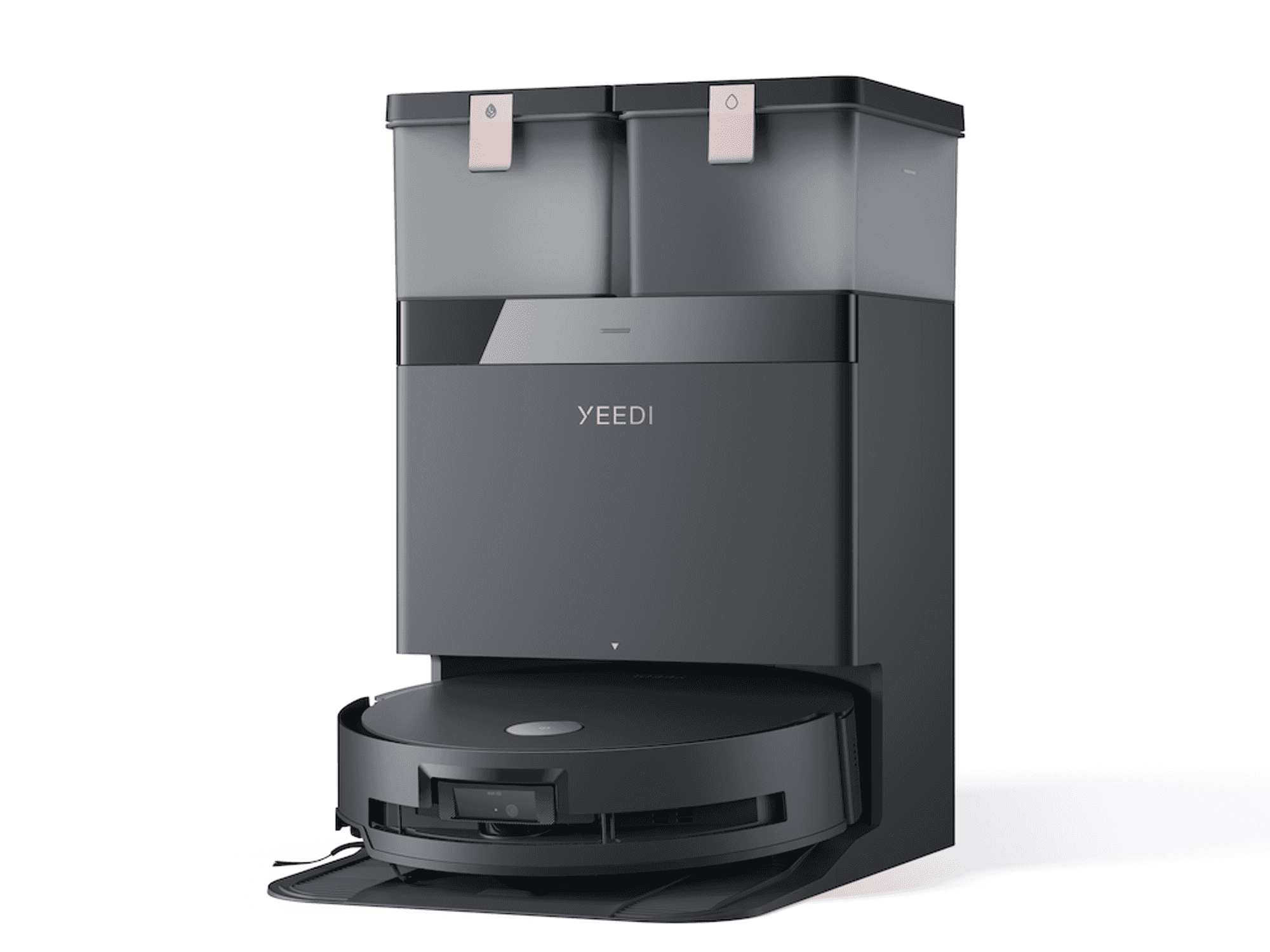 a product shot of YEEDI S14 PLUS Robot Vacuum and self-emptying station